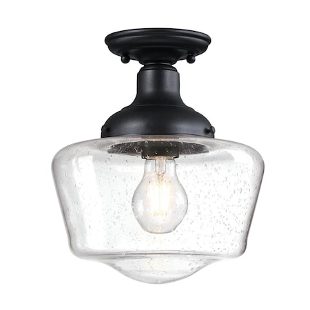 Westinghouse Fixture Ceiling Outdr SemiFlush-Mount 60W Schoolhous 9In Txt, Black Clear Sd Glass 6120900
